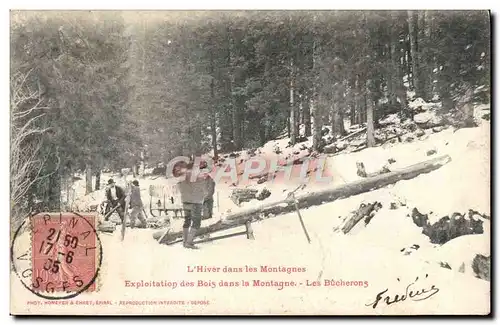 Ansichtskarte AK Folklore L&#39hiver dans les montagnes Exploitation des bois dans la montagne Les bucherons