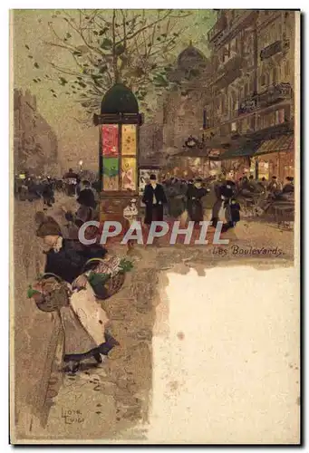 Ansichtskarte AK Fantaisie Illustrateur Luir Luigi Paris Les boulevards