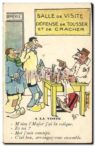 Cartes postales Fantaisie Militaria Salle de visite Docteur