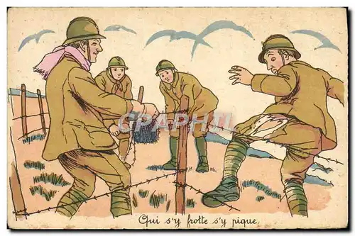 Cartes postales Fantaisie Militaria Qui s&#39y frotte s&#39y pique