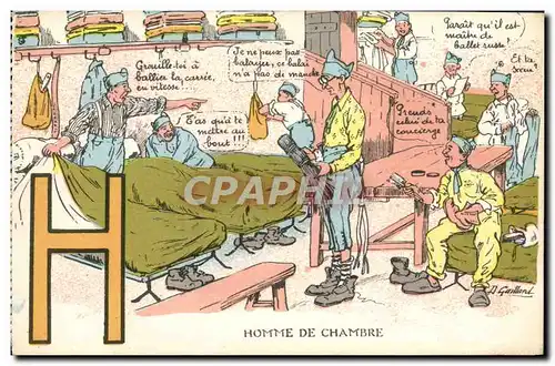 Cartes postales Fantaisie Militaria Homme de chambre