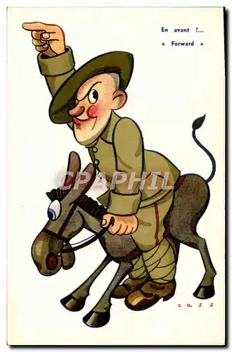 Cartes postales Fantaisie Militaria Cass Ane Mule