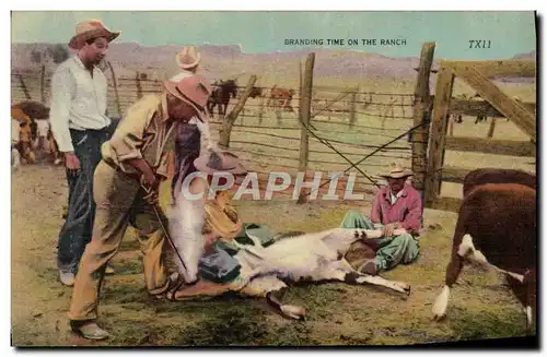 Ansichtskarte AK Far West Cow Boy Indiens Branding time on the ranch