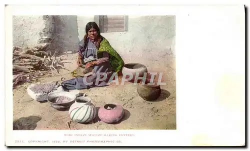 Cartes postales Far West Cow Boy Indiens Moki indian woman making pottery