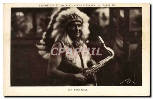 Cartes postales Far West Cow Boy Indiens Paris Exposition coloniale internationale 1931 Peau Rouge Saxophone