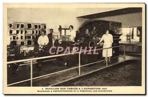 Cartes postales Tabac Pavillon des tabacs a l&#39exposition 1937 Machines a confectionner et a paqueter des ciga