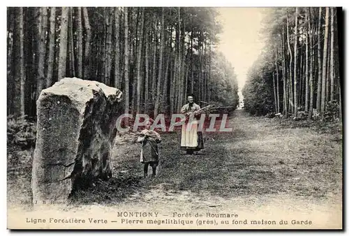 Cartes postales Foret Montigny Foret de Roumare Ligne forestiere Verte Pierre megalithique au fond maison du gar