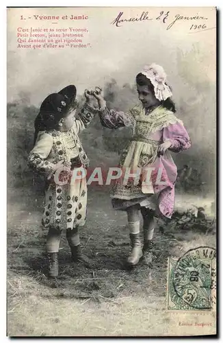 Cartes postales Fantaisie Enfants Yvonne et Janic