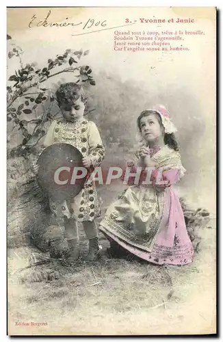 Cartes postales Fantaisie Enfants Yvonne et Janic