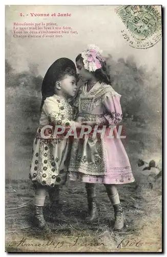 Cartes postales Fantaisie Enfants Yvonne et Janic