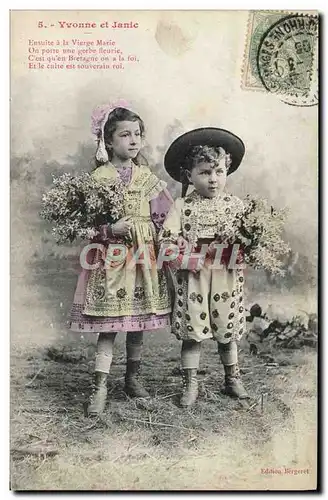 Cartes postales Fantaisie Enfants Yvonne et Janic