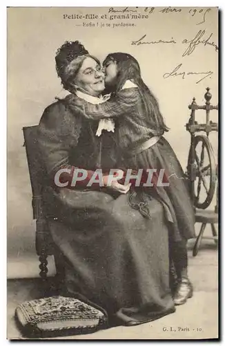 Cartes postales Fantaisie Femme Petite fille et grand mere Enfant