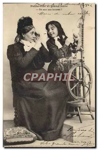 Cartes postales Fantaisie Femme Petite fille et grand mere Enfant