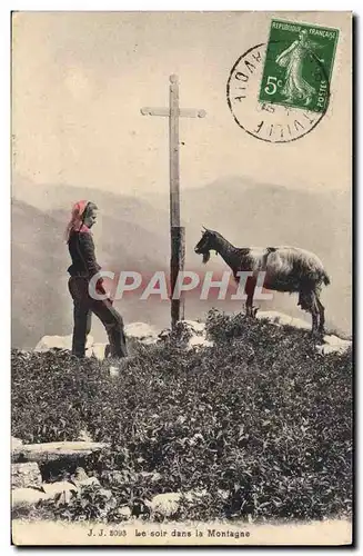 Ansichtskarte AK Chevre Le soir dans la montagne Folklore