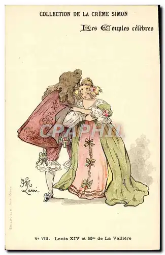 Cartes postales Fantaisie Illustrateur Lami Collection de la Creme Simon Louis XIV et Mlle de la Valliere