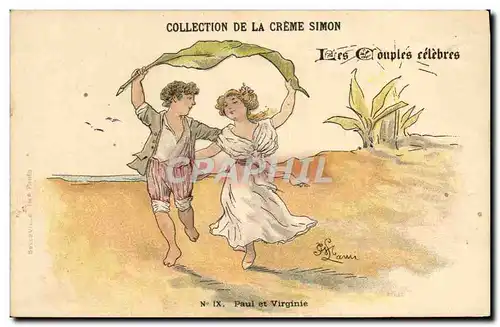 Cartes postales Fantaisie Illustrateur Lami Collection de la Creme Simon Paul et Virginie