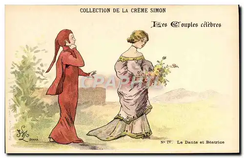 Cartes postales Fantaisie Illustrateur Lami Collection de la Creme Simon Le Dante et Beatrice