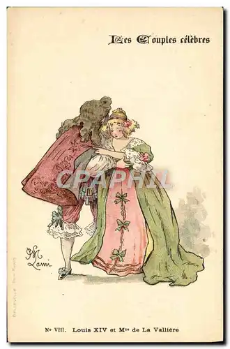 Cartes postales Fantaisie Illustrateur Lami Collection de la Creme Simon Louis XIV et Mlle de la Valliere