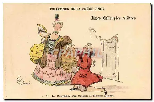 Cartes postales Fantaisie Illustrateur Lami Collection de la Creme Simon Le chevalier des Grieux et Manon Lescot