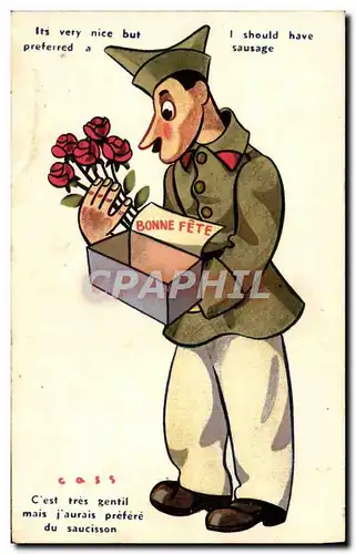 Cartes postales Fantaisie Militaria Cass Fleurs