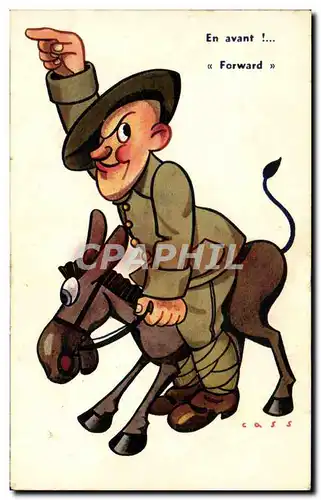 Cartes postales Fantaisie Militaria Cass Ane Mule