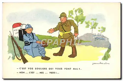 Cartes postales Fantaisie Militaria C&#39est vos souliers qui vous font mal Jean Cheval