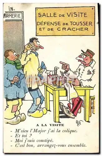 Cartes postales Fantaisie Militaria Salle de visite Docteur