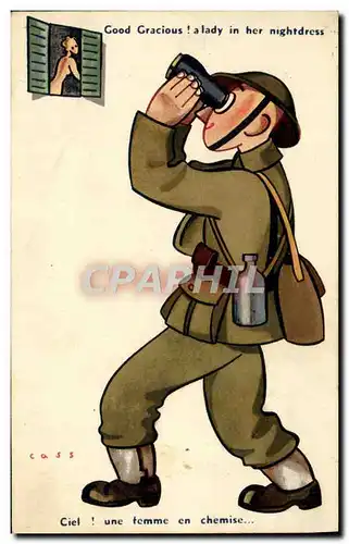 Cartes postales Fantaisie Militaria Cass C&#39est une femme en chemise