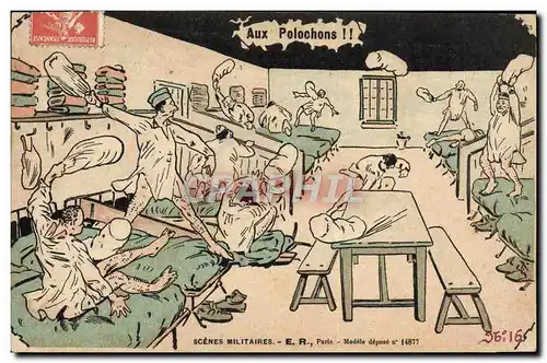 Cartes postales Fantaisie Militaria Aux polochons