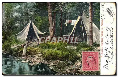 Ansichtskarte AK Far West Cow Boy A Moose hunters Camp Camp in Maine Indiens