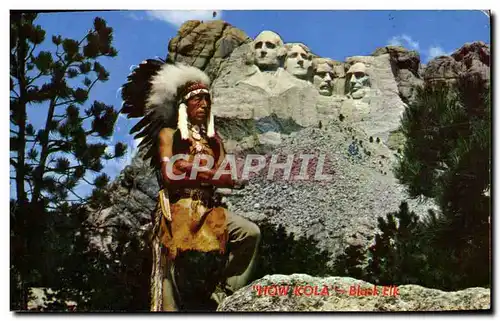 Cartes postales moderne Far West Cow Boy Mt Rushmore and Black Elk a Siox warrior Indiens