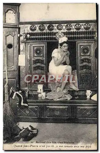 Cartes postales Tabac Autour des lits clos bretons Pipe Folklore