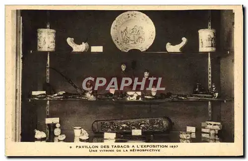 Cartes postales Tabac Paris Pavillon des tabacs a l&#39exposition 1937 Une vitrine de la retrospective