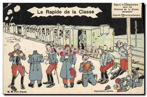 Cartes postales Fantaisie Militaria Le rapide de la classe Train