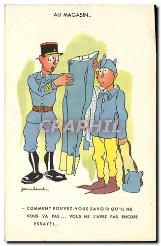 Cartes postales Fantaisie Militaria Au magasin Jean Cheval