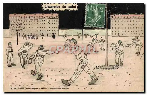 Cartes postales Fantaisie Militaria L&#39exercice du salut