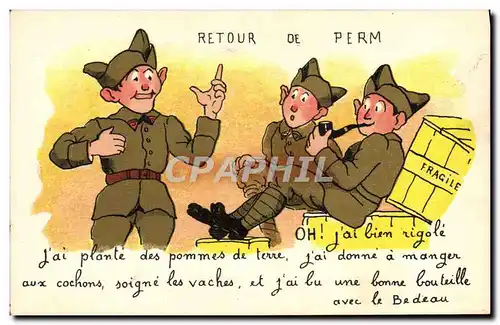 Cartes postales Fantaisie Militaria Retour de perm
