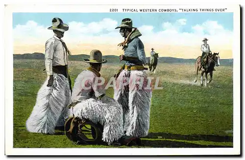 Cartes postales Indiens Typical western cowboys Talking things over