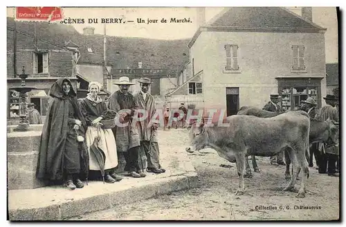 Cartes postales Scenes du Berry Un jour de marche Vaches TOP