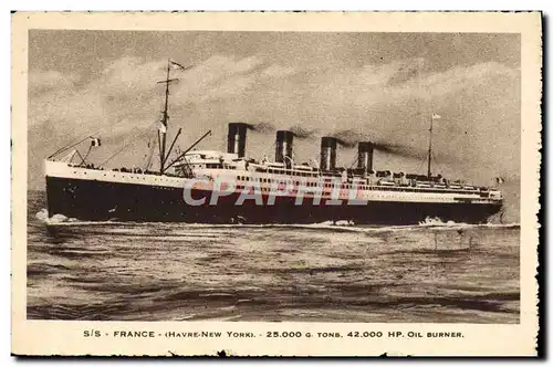 Ansichtskarte AK Bateau Paquebot SS France Havre New York