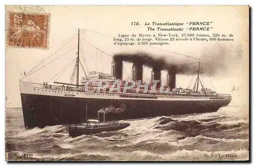 Cartes postales Bateau Paquebot France