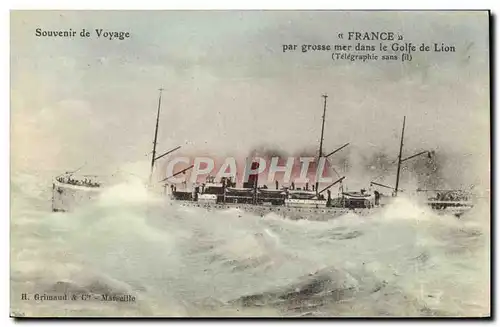 Ansichtskarte AK Bateau Paquebot France par grosse mer dans le Golfe du Lion