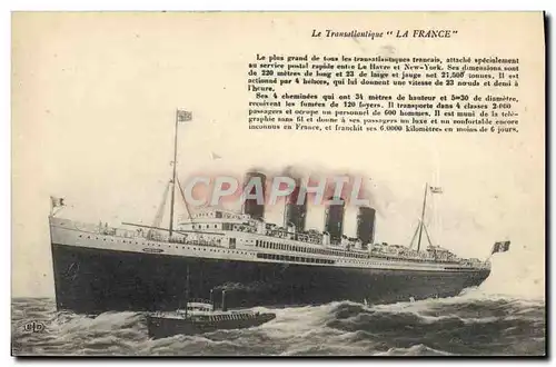 Ansichtskarte AK Bateau Paquebot Transatlantique France