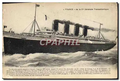 Cartes postales Bateau Paquebot France de la Cie Generale Transatlantique