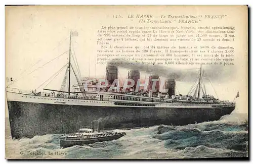 Cartes postales Bateau Paquebot Le Havre Transatlantique France