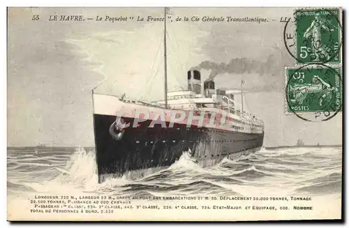 Cartes postales Bateau Paquebot Le Havre France de le Cie Generale Transatlantique