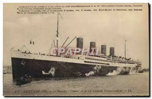 Cartes postales Bateau Paquebot Saint-Nazaire France de la Cie Generale Transatlantique