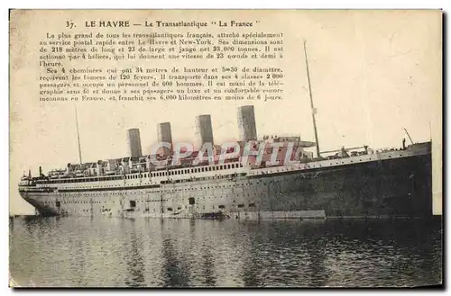 Ansichtskarte AK Bateau Paquebot Le Havre Transatlantique France