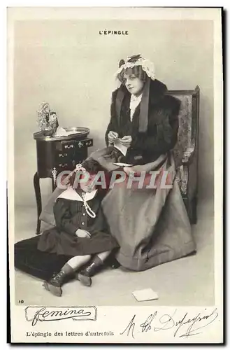 Cartes postales Fantaisie Femme Enfant L&#39epingle