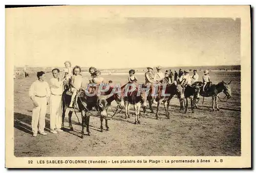 Cartes postales Ane Mule Les Sables d&#39Olonne Les plaisirs de la plage La promenade a anes Enfants